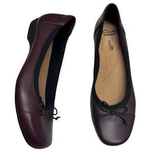 Clark’s Blanche Nora Ballet flats shoes Maroon Leather Women’s 9M career office